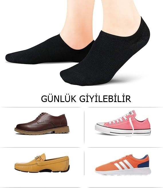 Unısex Bambu Dikişsiz Görünmez Sneakers Çorap 6 çift